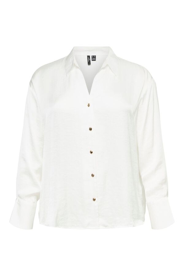 Vero Moda Curve Satin-finish V-neck shirt White