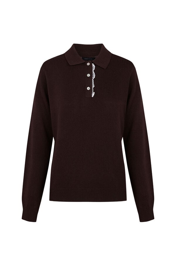 Cortefiel Polo shirt with appliqu&eacute; Dark brown