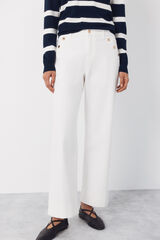 Cortefiel Palazzo jeans with buttons White