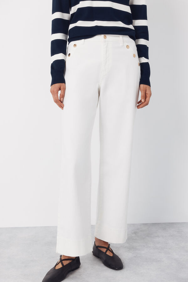 Cortefiel Palazzo jeans with buttons White