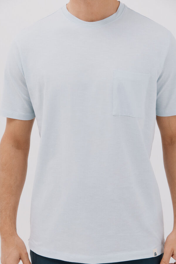 Cortefiel Plain slub t-shirt Blue