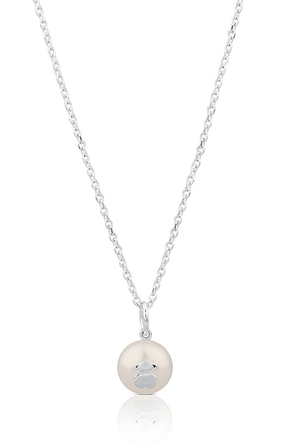 Cortefiel Silver necklace with pearl Grey