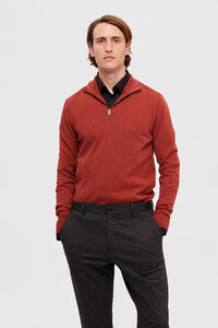 Cortefiel Men's 100% cotton zip-up jumper Red