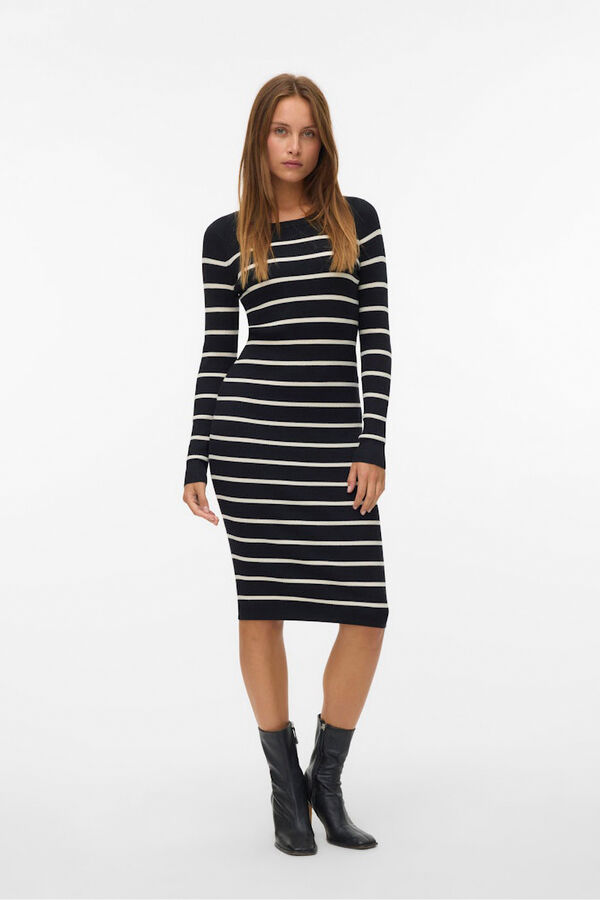 Vero Moda Vestido midi de malha manga Branco