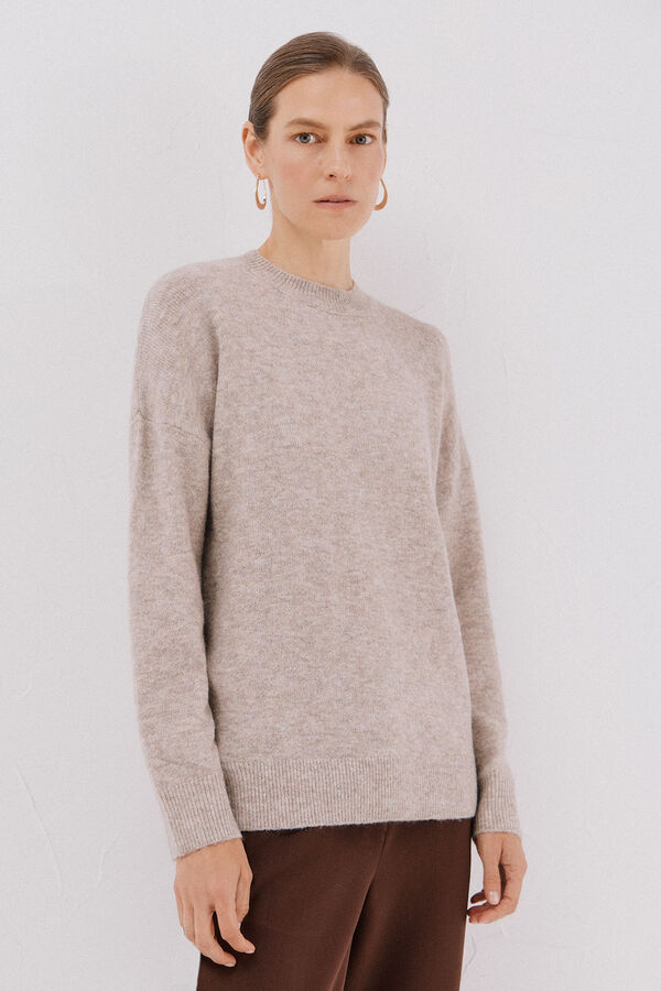 Cortefiel Striped soft feel jumper Beige