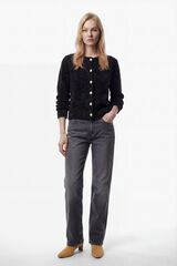 Vila Casaco de malha de l&atilde; e alpaca com bot&otilde;es de joia Preto