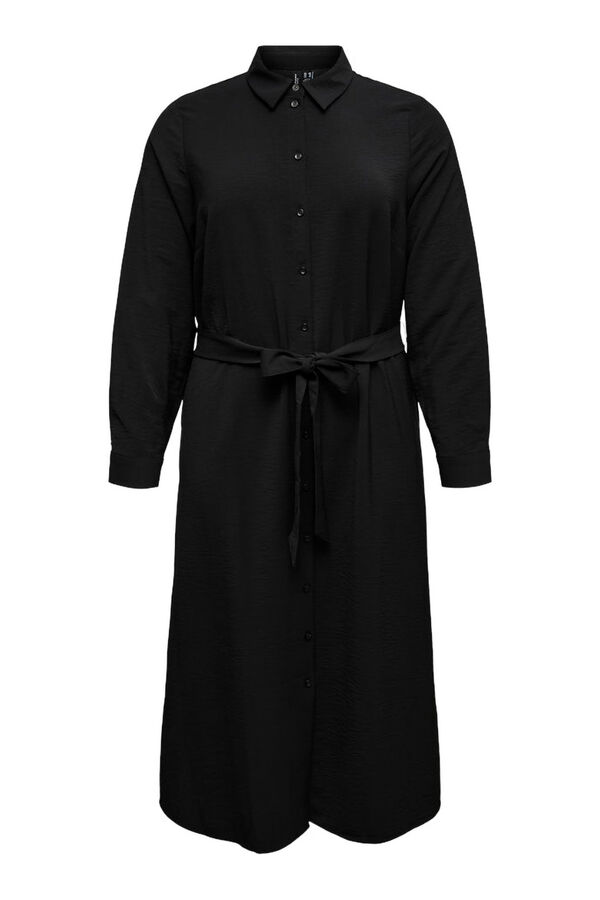 Vero Moda Curve Vestido camisa midi plus size Preto