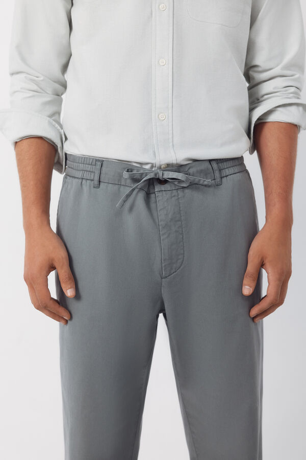 Cortefiel Tapered Tencel Cotton chinos Trousers Kaki