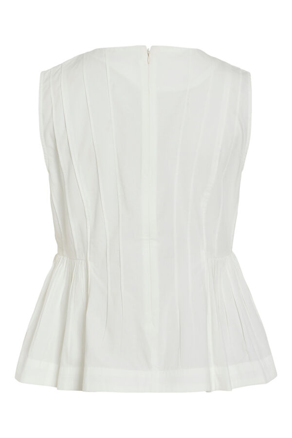 Vila Top sem mangas em algod&atilde;o org&acirc;nico com peplum Branco