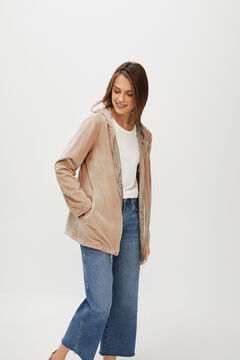 Cortefiel Reversible velvet parka Stone