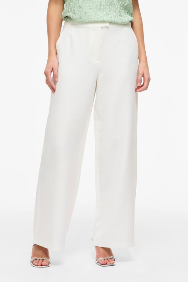 Vila High-waisted wide leg trousers White