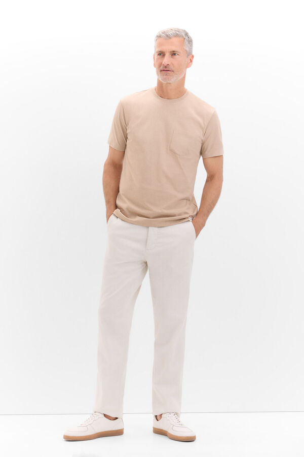 Cortefiel Basic T-shirt with pocket Beige