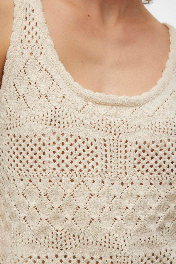 Cortefiel Jersey-knit top with openwork details  Grey