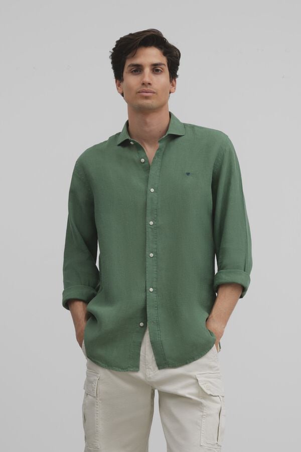 Cortefiel Sport shirt in linen  Green