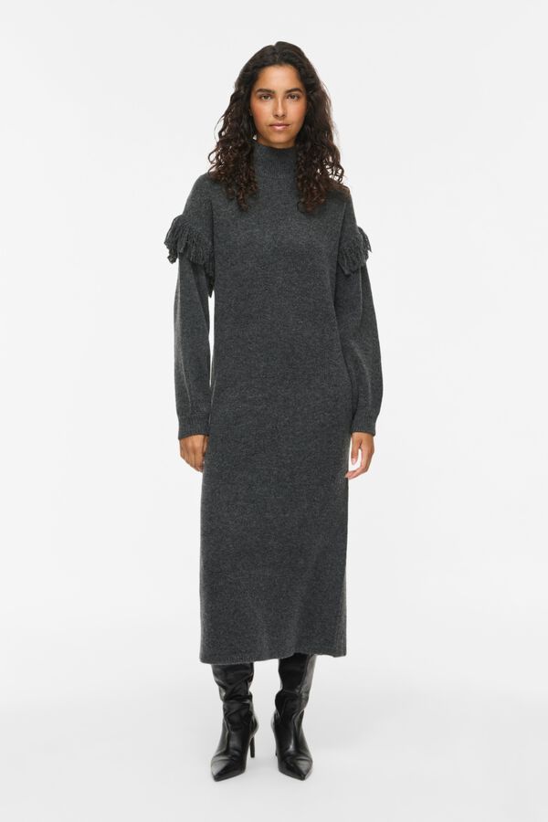 Vila Vestido comprido gola alta Cinzento