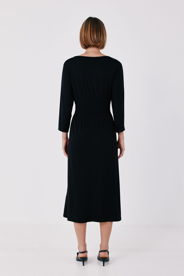 Cortefiel Pleated dress Black