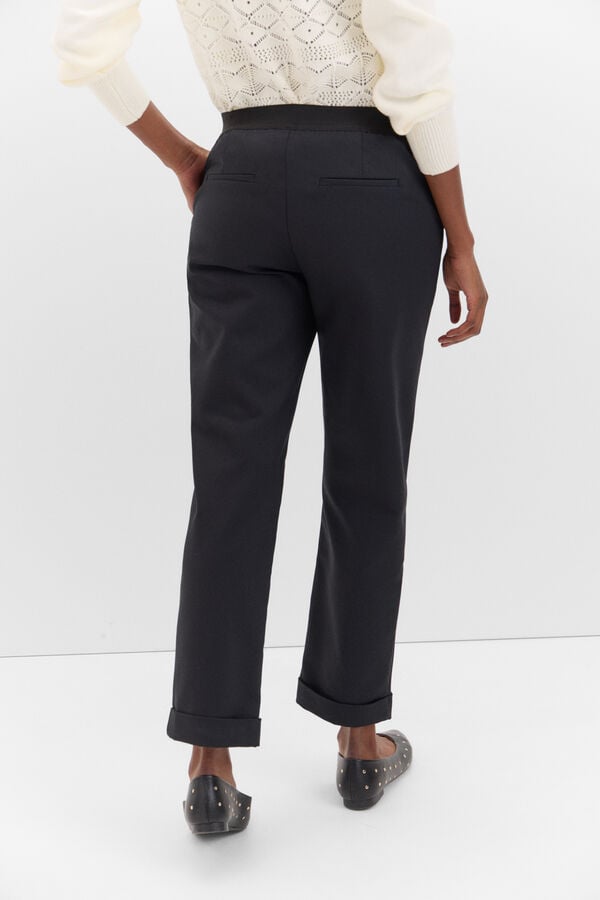 Cortefiel Straight trousers with elasticated back Black