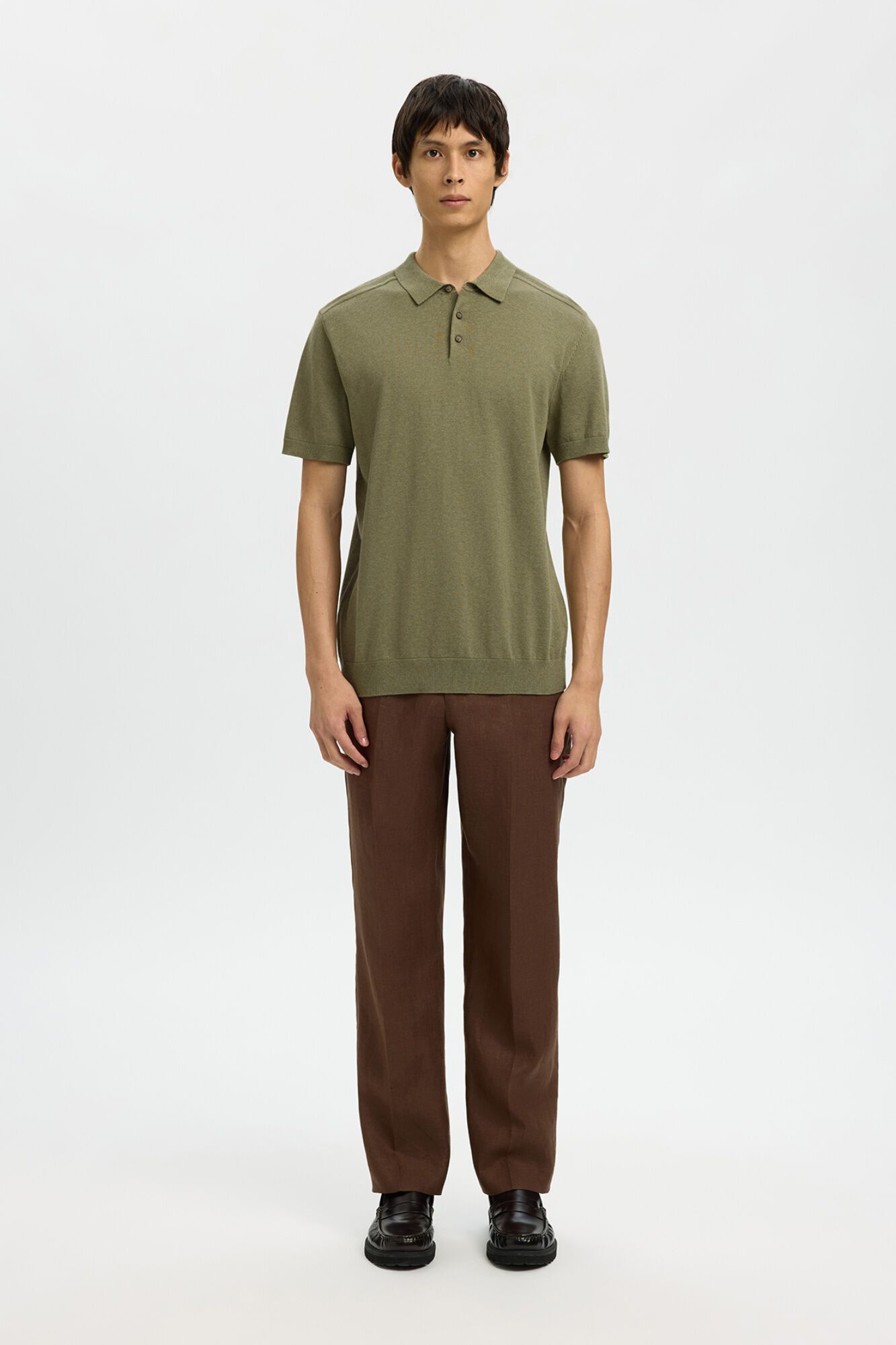 Selected Jersey-knit short sleeve polo shirt