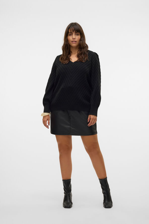 Vero Moda Curve Saia midi encerada plus size Preto