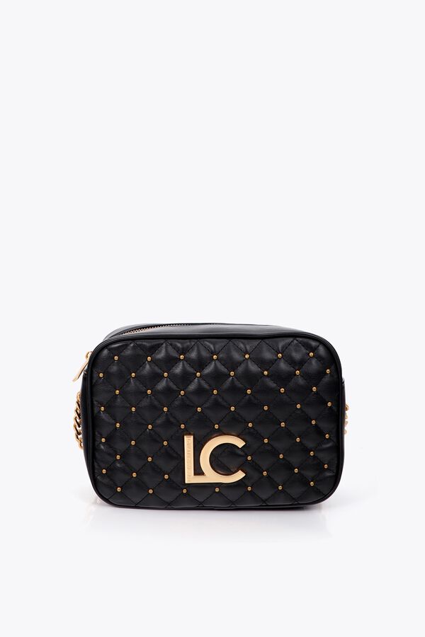 Lola Casademunt Puffer crossbody bag with mini studs Black