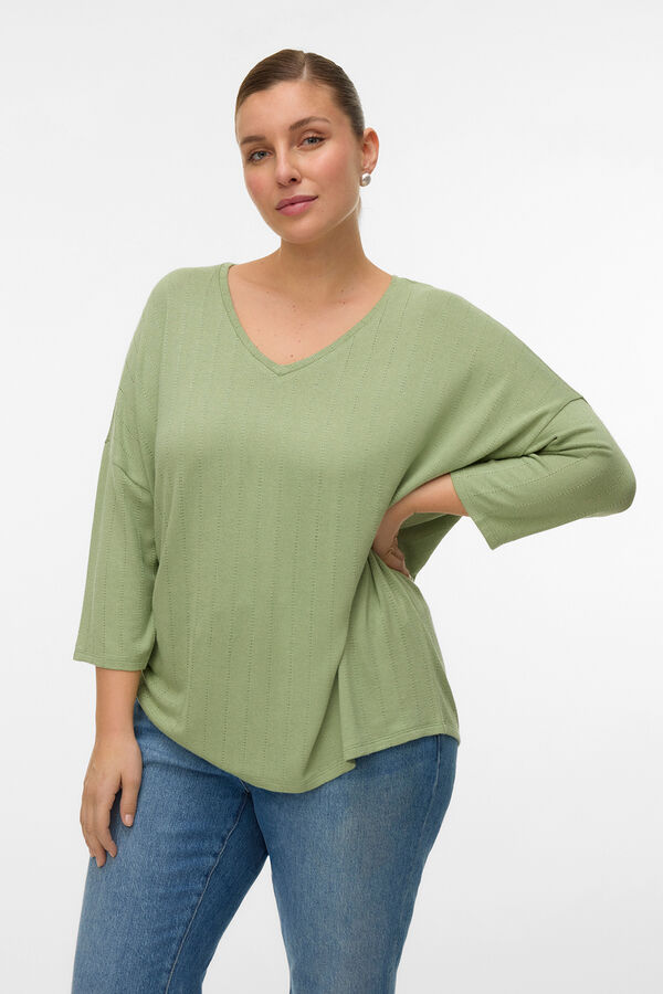 Vero Moda Curve T-shirt manga comprida tamanho grande Verde