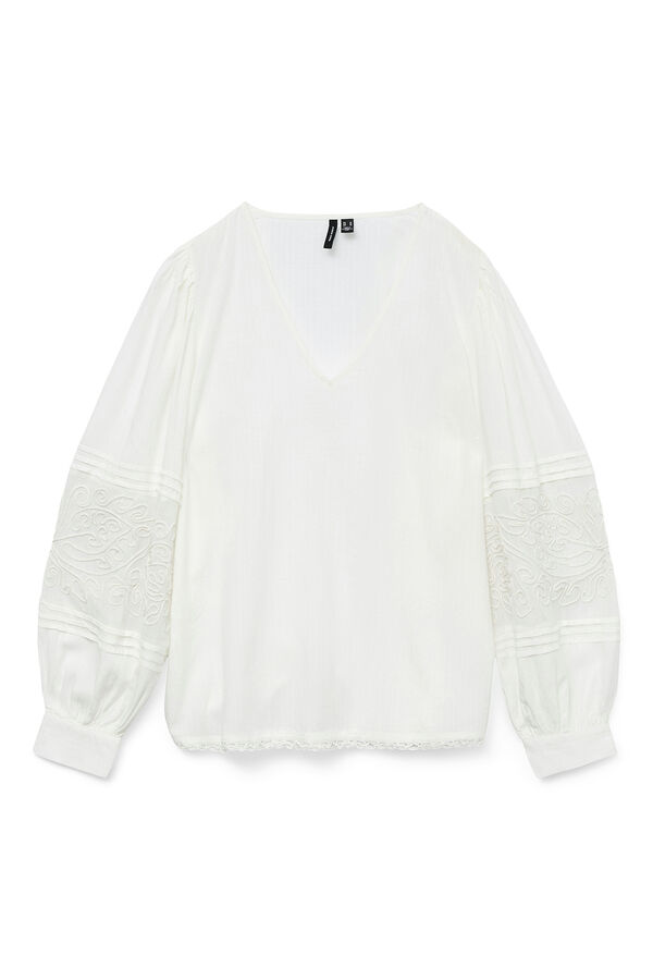 Vero Moda Camisa fluida manga larga encaje Branco