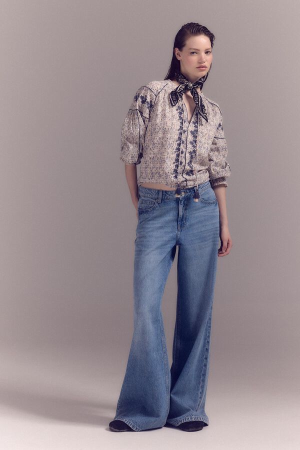 Cortefiel Long Palazzo pants Blue