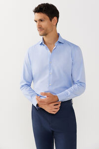Cortefiel Plain Easy-iron dress shirt Blue