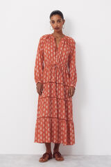 Cortefiel Vestido estampado Tostado