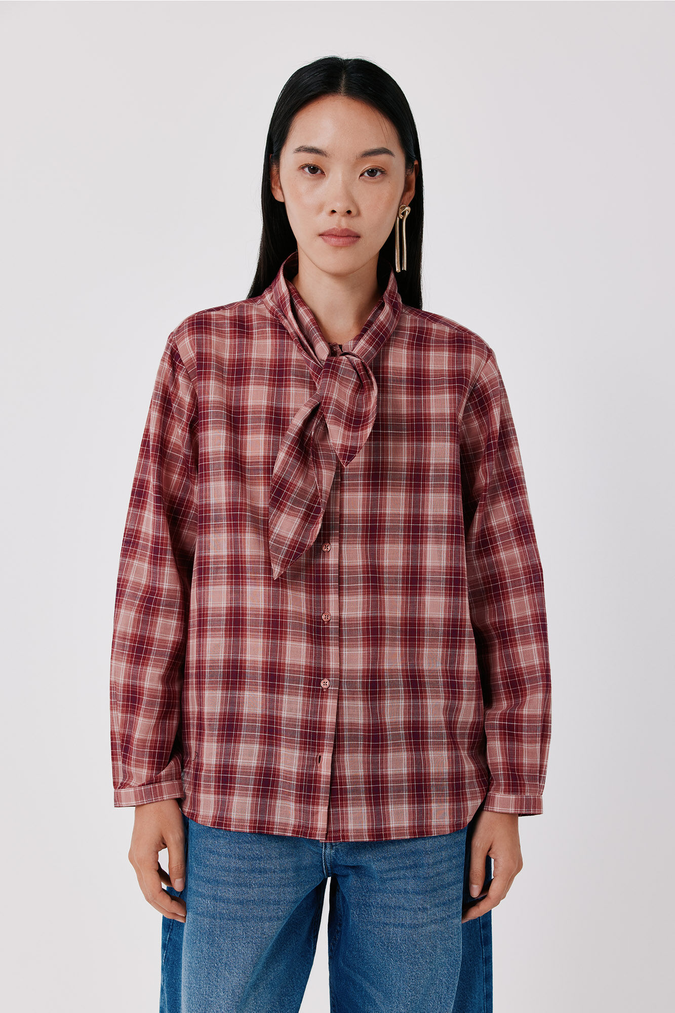 Cortefiel Plaid tie shirt