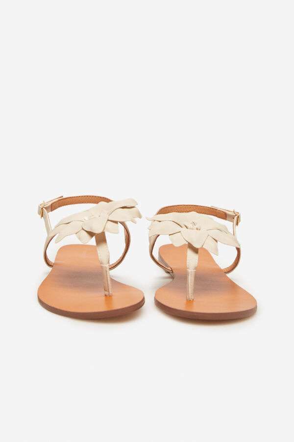 Cortefiel Flat floral sandal Ivory