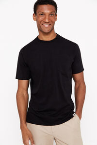 Cortefiel Basic T-shirt with pocket Black