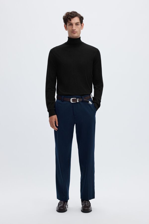 Selected Camisola gola alta 100% l&atilde; merino Preto