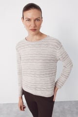 Cortefiel Jersey-knit textured jumper Beige