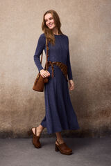 Slowlove Vestido comprido em algod&atilde;o melange Azul