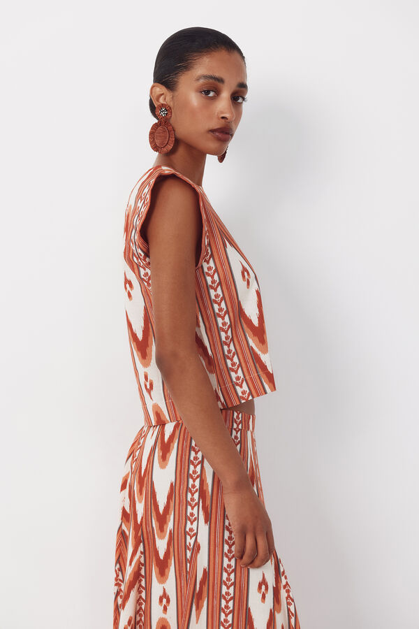 Cortefiel Printed top Printed red