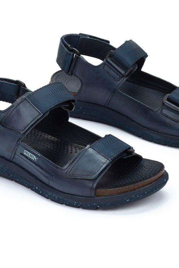 Pikolinos Sand&aacute;lias rasas com fecho aderente para homem Azul