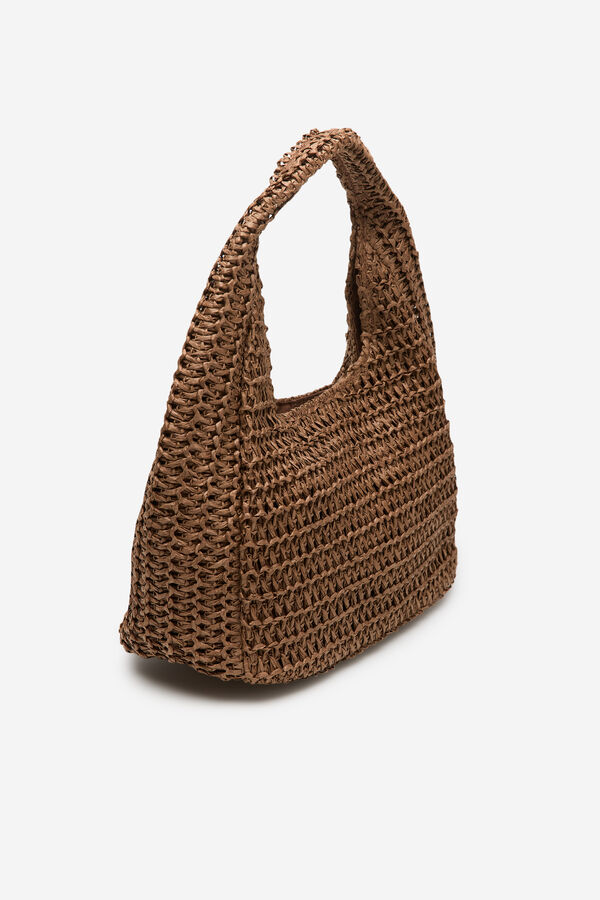 Cortefiel Braided hobo bag Dark brown