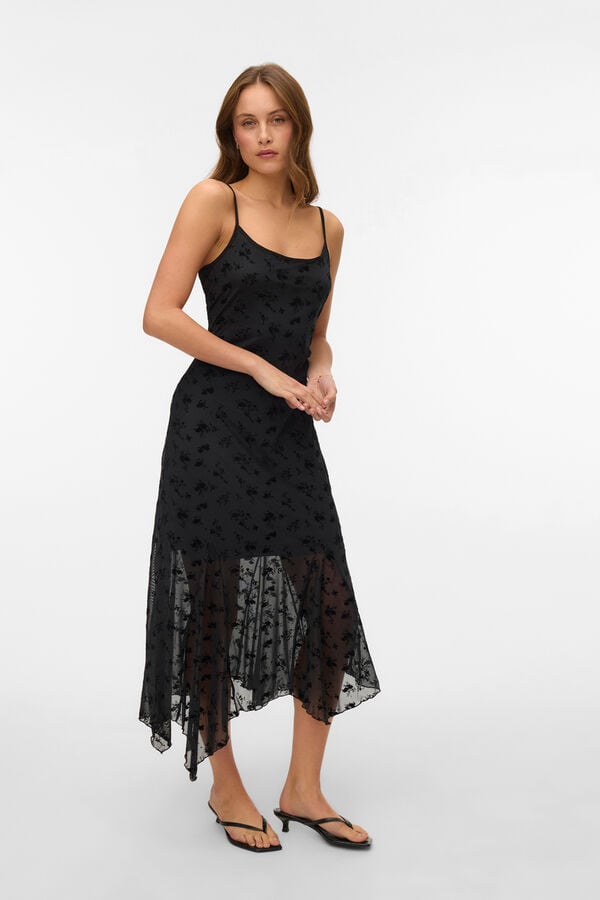 Vero Moda Vestido midi de al&ccedil;as Preto