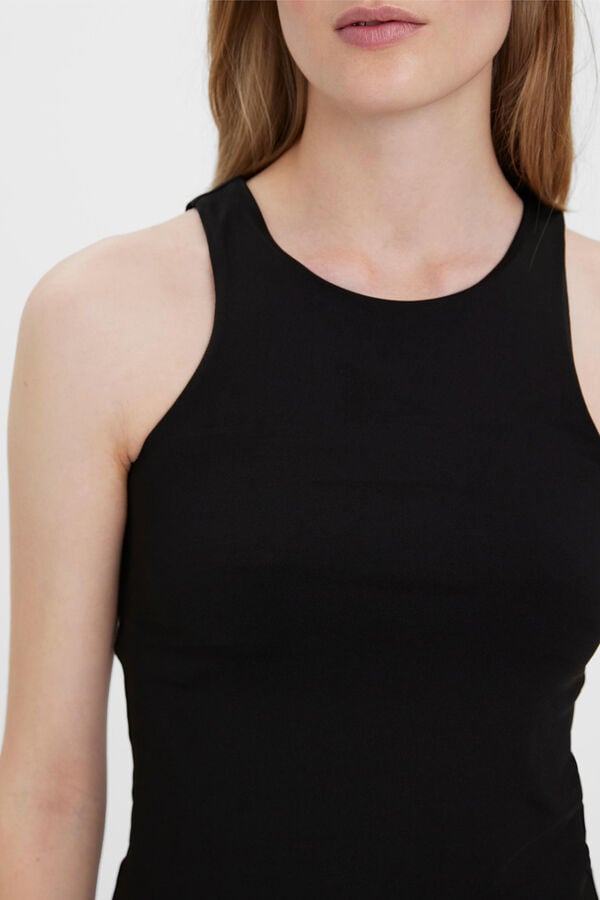 Cortefiel Women's vest top with round neck Black