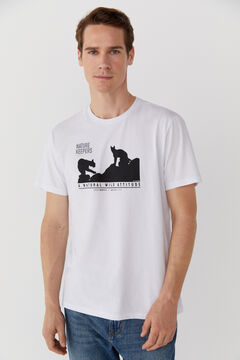 Cortefiel Iberian lynx T-shirt White