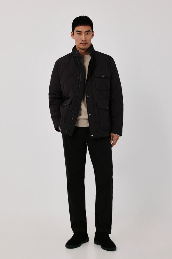 Cortefiel Diamond quilted field jacket Dark brown