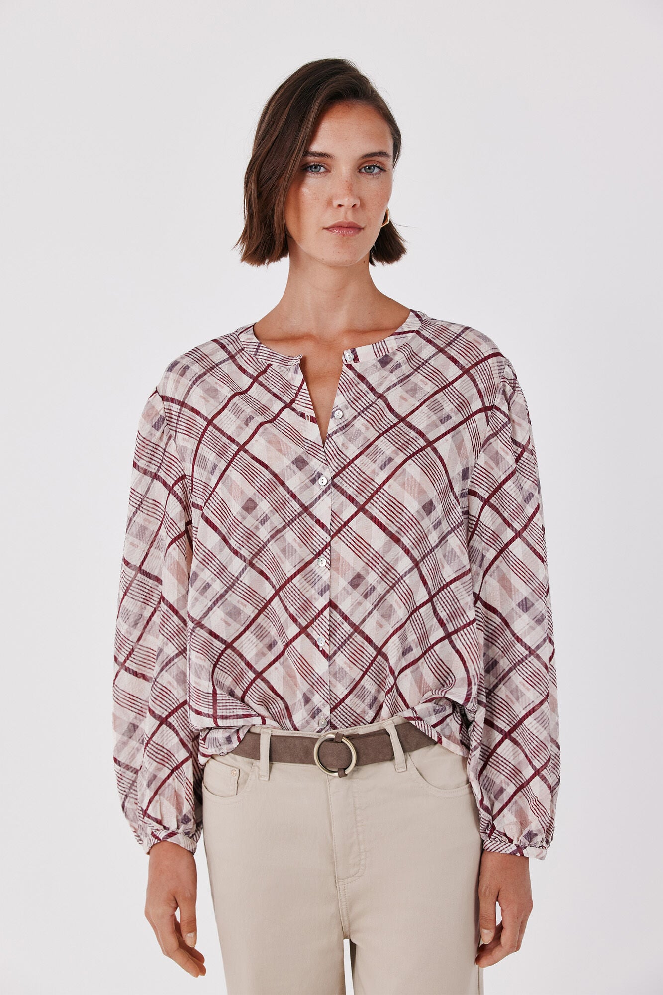 Cortefiel Plaid print blouse