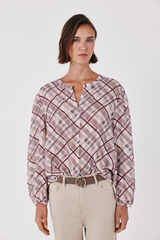 Cortefiel Plaid print blouse Printed purple