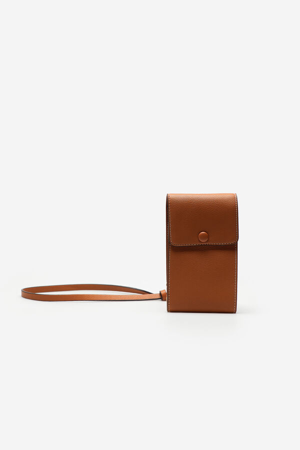 Cortefiel Phone bag with flap Brown