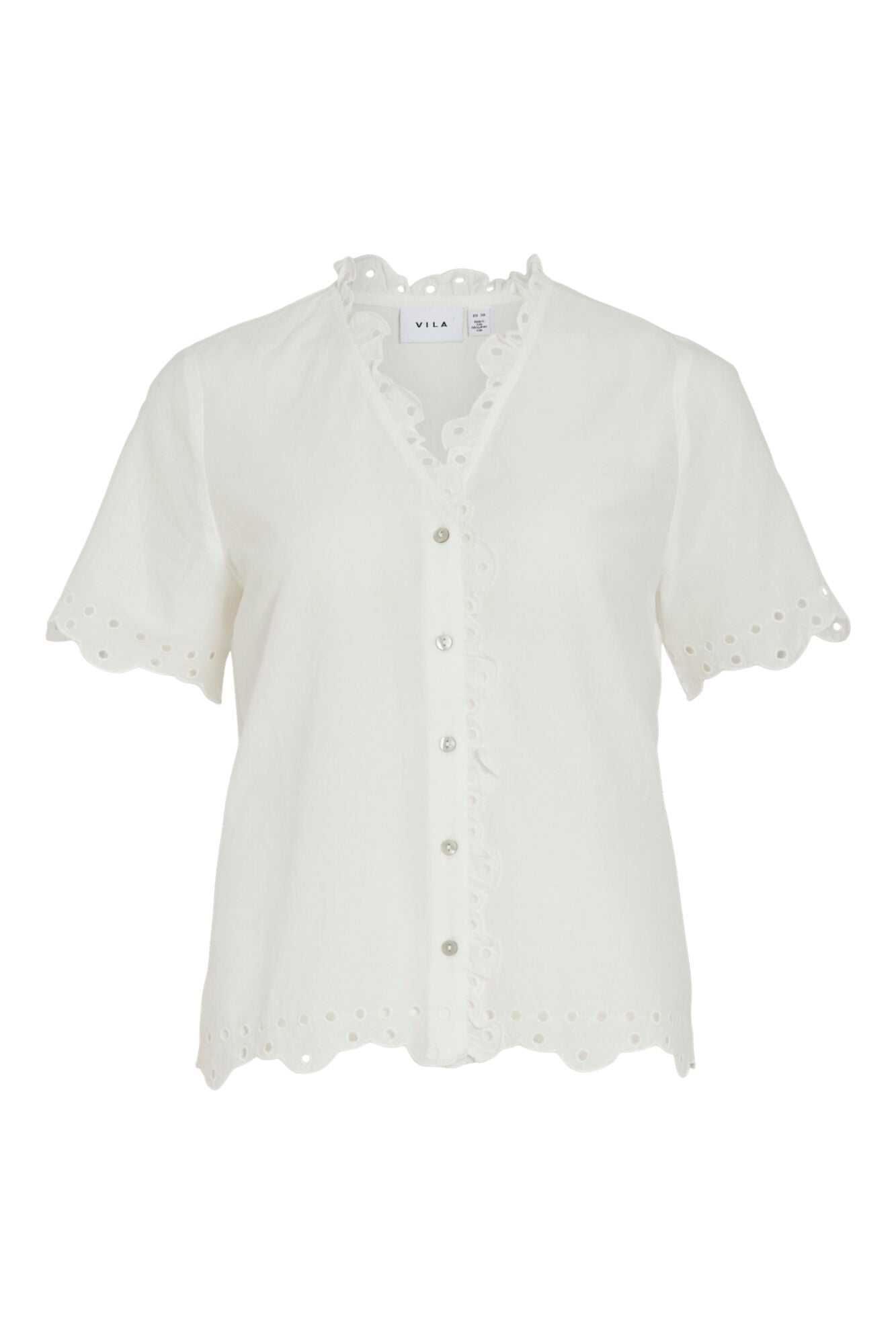 Vila Blusa em algod&atilde;o org&acirc;nico com renda inglesa