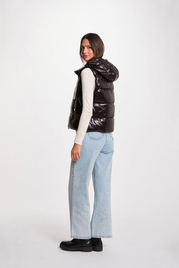 Morgan Casaco acolchoada com efeito vinil Preto
