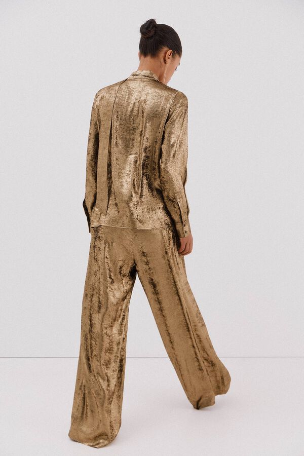 Cortefiel jersey-knit skirt with lurex Gold