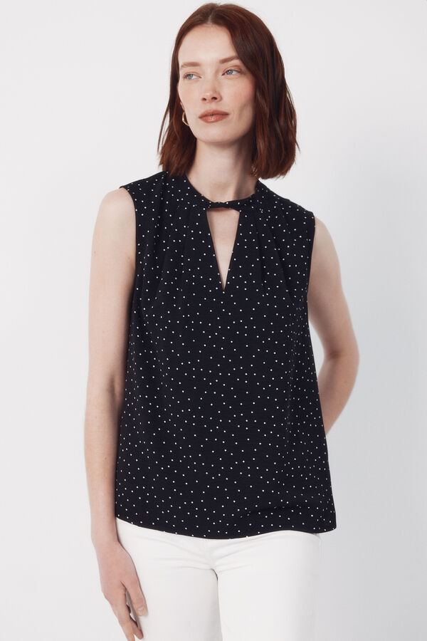 Cortefiel Cropped teardrop top Printed grey