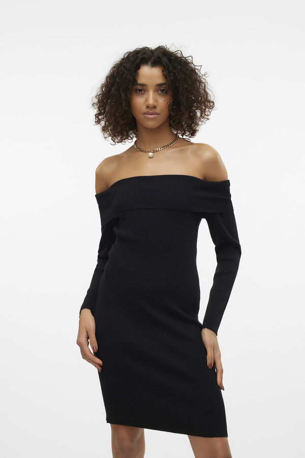 Cortefiel Short off-the-shoulder dress  Black